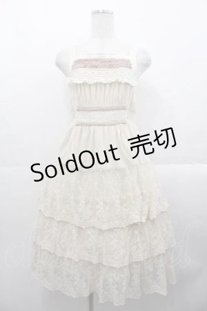 画像: OZZ ANGELO / レース3段ジャンパースカート  アイボリー I-25-10-21-061-OO-OP-SA-ZI