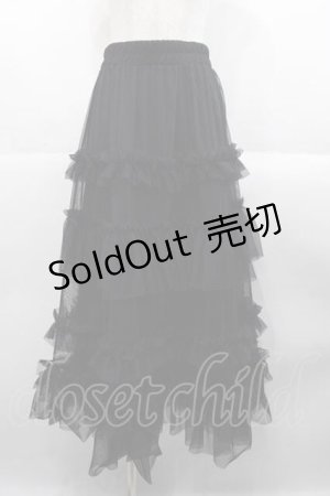 画像: axes femme / フリルチュールティアードスカート  クロ I-25-10-21-072-AX-SK-SA-ZI