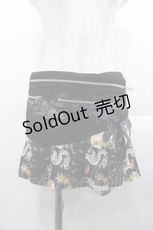 画像: kikou / プリーツ巻きスカート  黒Ｘ青Ｘ緑 I-25-10-21-075-GO-SK-SA-ZI