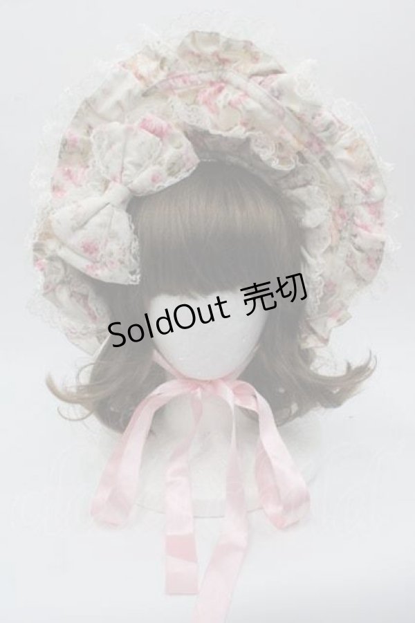 画像1: metamorphose / ローズハーフボンネット  アイボリーＸピンク I-25-10-21-098-ME-AC-SA-ZI (1)