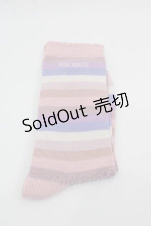 画像: PINK HOUSE / ロゴ入りミックスボーダーソックス  ピンクＸラベンダー I-25-10-21-116-LO-ZA-SA-ZI