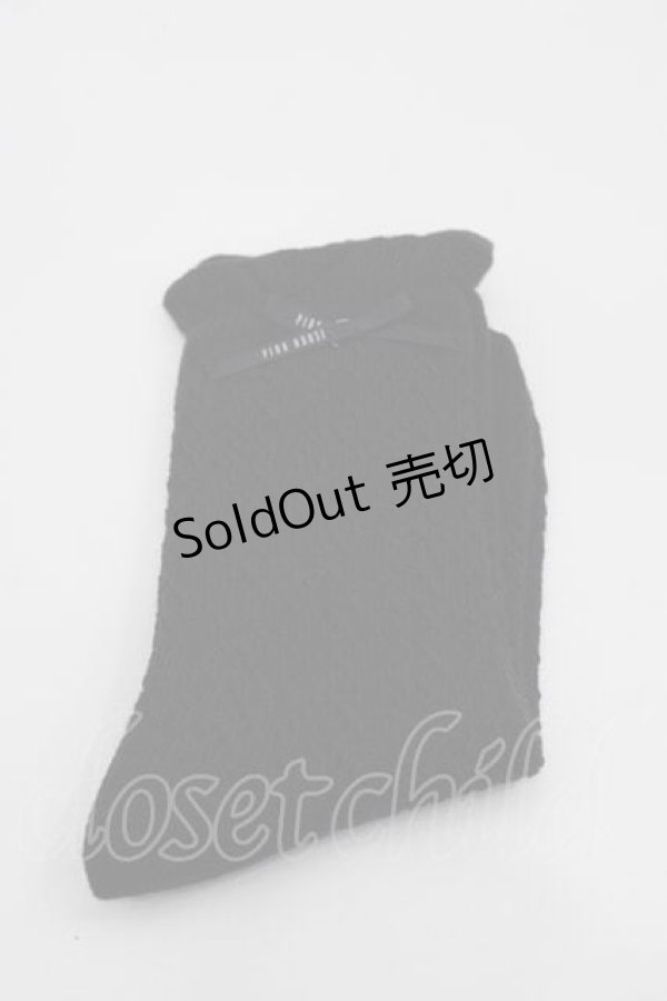 画像1: PINK HOUSE / 透かし柄ソックス  黒 I-25-10-21-121-LO-ZA-SA-ZI (1)