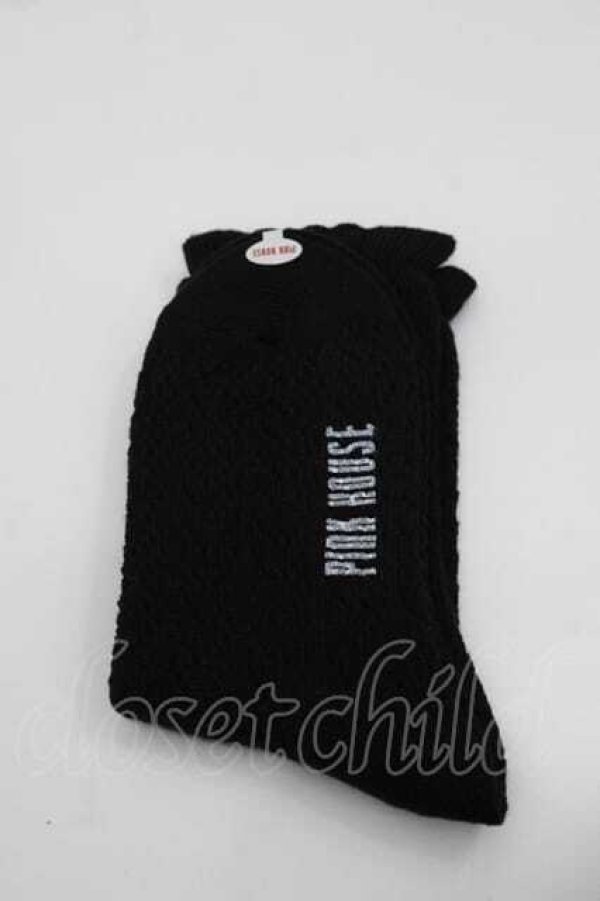 画像2: PINK HOUSE / 透かし柄ソックス  黒 I-25-10-21-121-LO-ZA-SA-ZI (2)