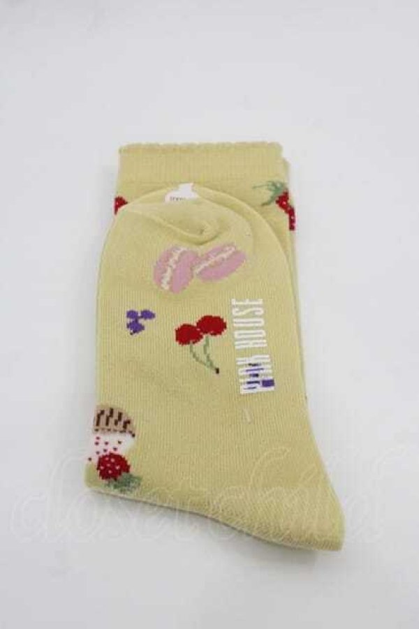 画像2: PINK HOUSE / スイーツスプリングバニープリントソックス  イエロー I-25-10-21-122-LO-ZA-SA-ZI (2)