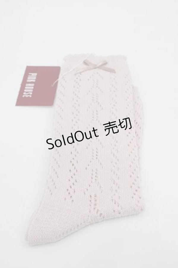 画像1: PINK HOUSE / 透かし柄ソックス  ピンク I-25-10-21-123-LO-ZA-SA-ZI (1)