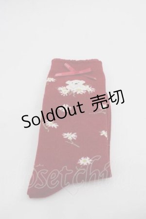 画像: PINK HOUSE / スマイリーマーガレット柄ソックス  赤 I-25-10-21-125-LO-ZA-SA-ZI