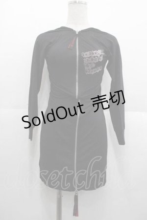 画像: h.ANARCHY / フロントZIPカットソー  黒Ｘシルバー I-25-10-21-023-HN-TO-SA-ZI