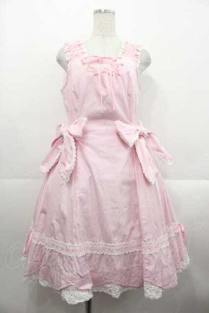 画像: BABY,THE STARS SHINE BRIGHT / ウエスリボンスカラップジャンパースカート  ピンク I-25-10-21-034-BA-OP-SA-ZI