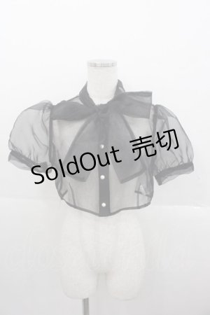 画像: Ank Rouge / シースルー半袖ブラウス  黒 I-25-10-24-059-CA-BL-SA-ZI