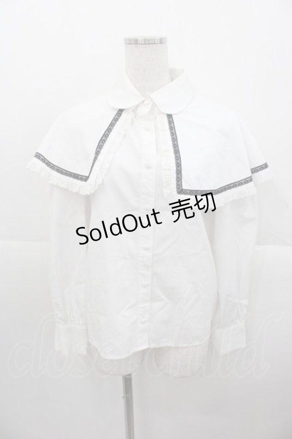 画像1: epine / フリルレースケープ2wayブラウス  白ｘ黒 I-25-10-24-060-LO-BL-SA-ZI (1)