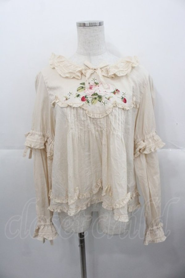 画像1: PINK HOUSE / Berry Rose刺繍入りブラウス  生成り I-25-10-24-061-LO-BL-SA-ZI (1)