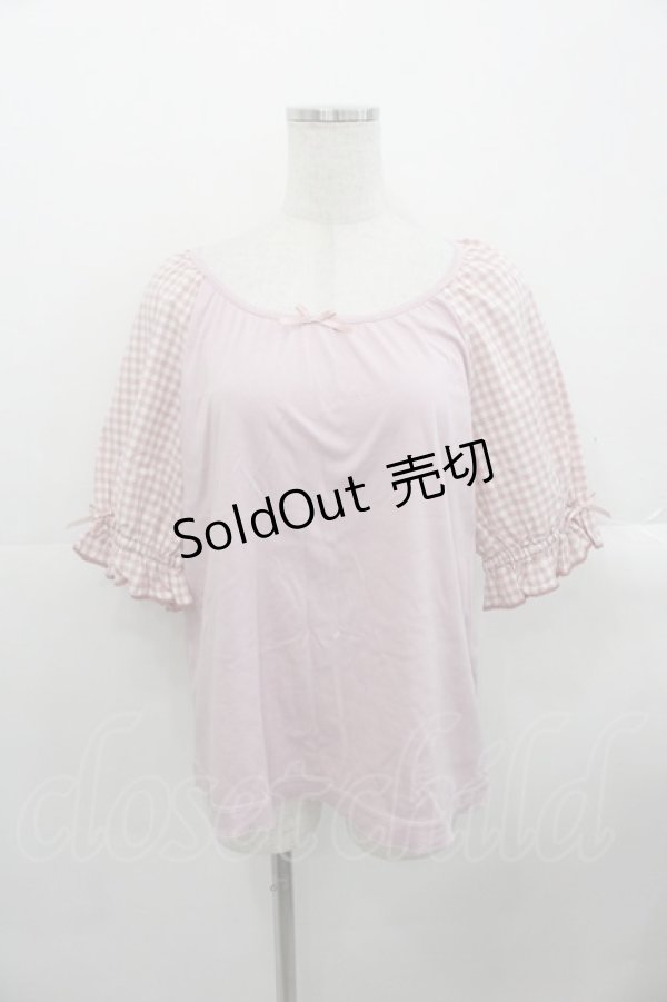 画像1: PINK HOUSE / ギンガムチェック使いカットソー 4(L) ピンク I-25-10-24-065-LO-BL-SA-ZT220 (1)