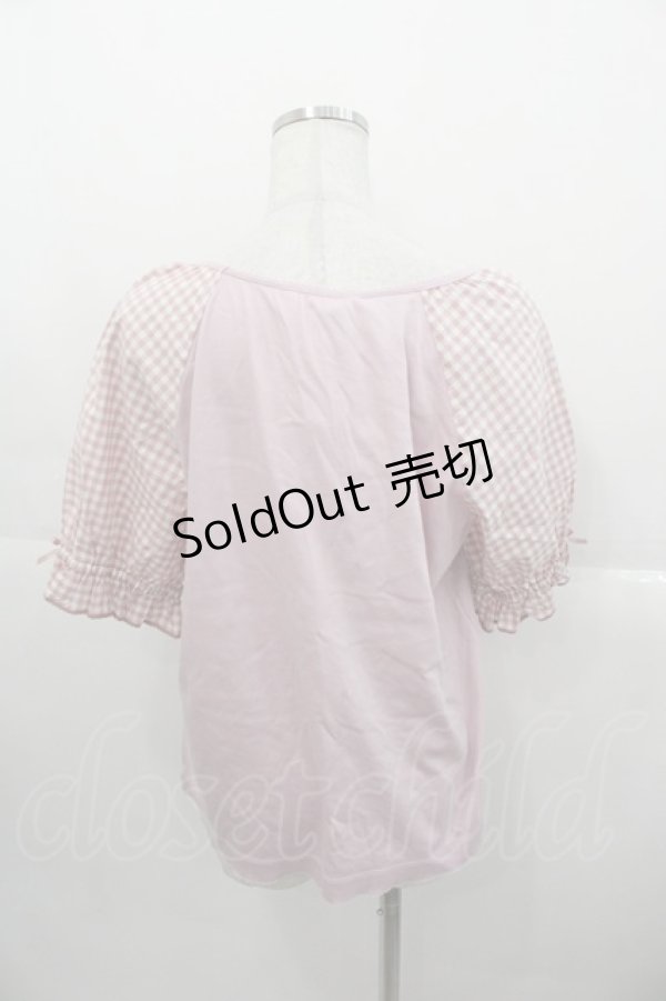 画像2: PINK HOUSE / ギンガムチェック使いカットソー 4(L) ピンク I-25-10-24-065-LO-BL-SA-ZT220 (2)