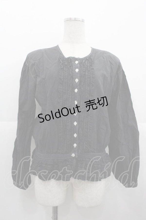 画像1: PINK HOUSE / フリルブラウス  黒 I-25-10-24-068-LO-BL-SA-ZI (1)