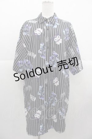 画像: NOEMIE / クロミｘ病みくまストライプシャツ  黒Ｘ白Ｘ紫 I-25-10-24-069-LO-TS-SA-ZI