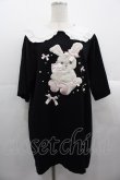 画像1: Honey Cinnamon / アイスリボンハニーちゃん襟付きTシャツ  黒Ｘ白 I-25-10-24-070-LO-TO-SA-ZI (1)