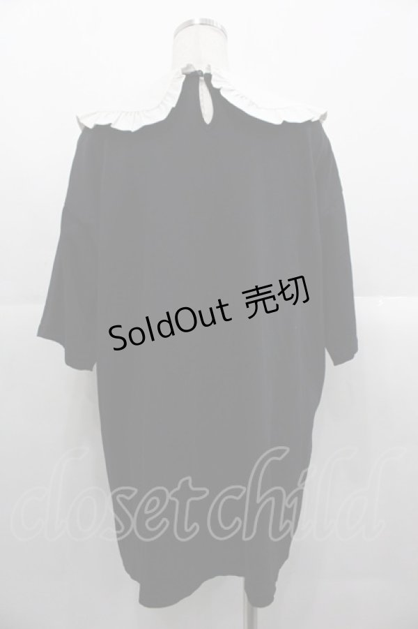 画像2: Honey Cinnamon / アイスリボンハニーちゃん襟付きTシャツ  黒Ｘ白 I-25-10-24-070-LO-TO-SA-ZI (2)