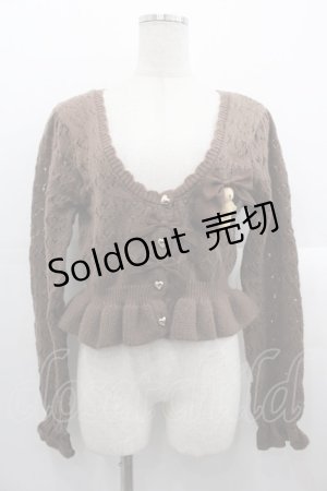画像: axes femme kawaii / クマブローチニットボレロ  ブラウン I-25-10-24-073-AX-TO-SA-ZI