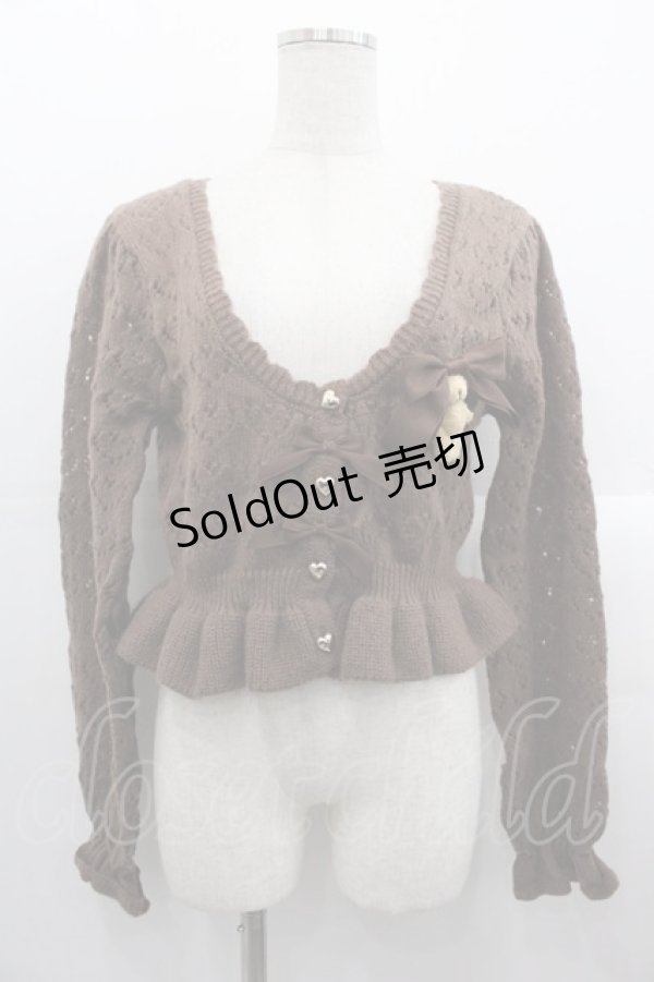 画像1: axes femme kawaii / クマブローチニットボレロ  ブラウン I-25-10-24-073-AX-TO-SA-ZI (1)