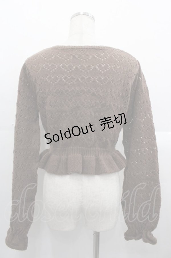 画像2: axes femme kawaii / クマブローチニットボレロ  ブラウン I-25-10-24-073-AX-TO-SA-ZI (2)