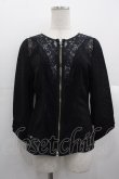 画像1: Rozen Kavalier / レース切り替え透かし封ZIPカーディガン  黒 I-25-10-24-080-OO-TO-SA-ZI (1)