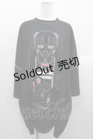 画像: VOLCAN&APHRODITE / ハーネスGIRLステッチTシャツ  黒Ｘ白 I-25-10-24-085-PU-TO-SA-ZI