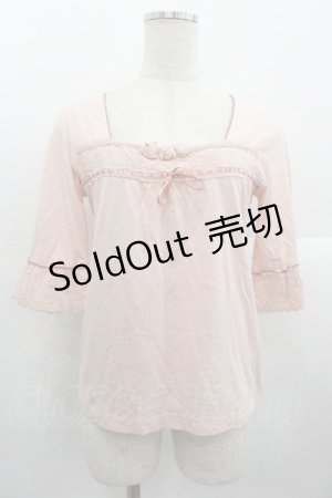 画像: PINK HOUSE / 薔薇モチーフ付き五分袖プルオーバー M ピンク I-25-10-24-088-LO-TO-SA-ZI