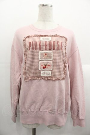 画像: PINK HOUSE / アンティークギンガムゼッケン付きトレーナー  ピンク I-25-10-24-089-LO-TO-SA-ZI