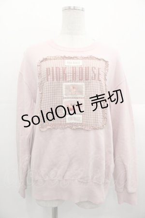 画像: PINK HOUSE / アンティークギンガムゼッケン付きトレーナー  ピンク I-25-10-24-089-LO-TO-SA-ZI