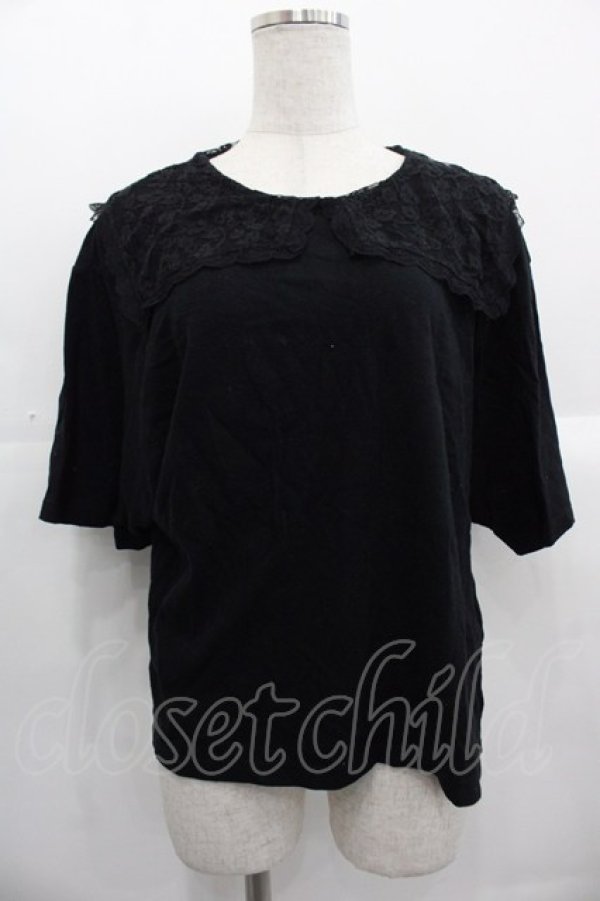 画像1: Katie / MARINE GIRL lace collar tee  黒Ｘ黒 I-25-10-24-095-LO-TO-SA-ZI (1)