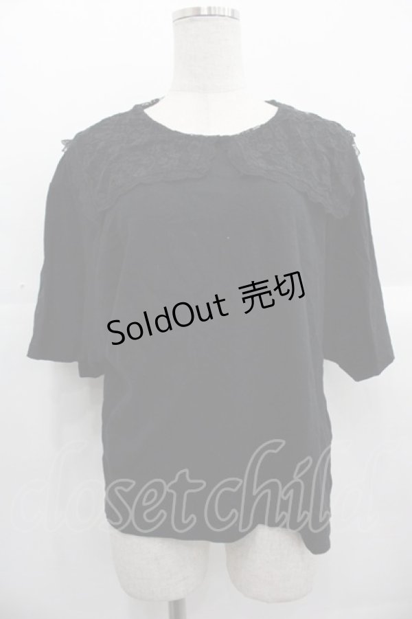 画像1: Katie / MARINE GIRL lace collar tee  黒Ｘ黒 I-25-10-24-095-LO-TO-SA-ZI (1)