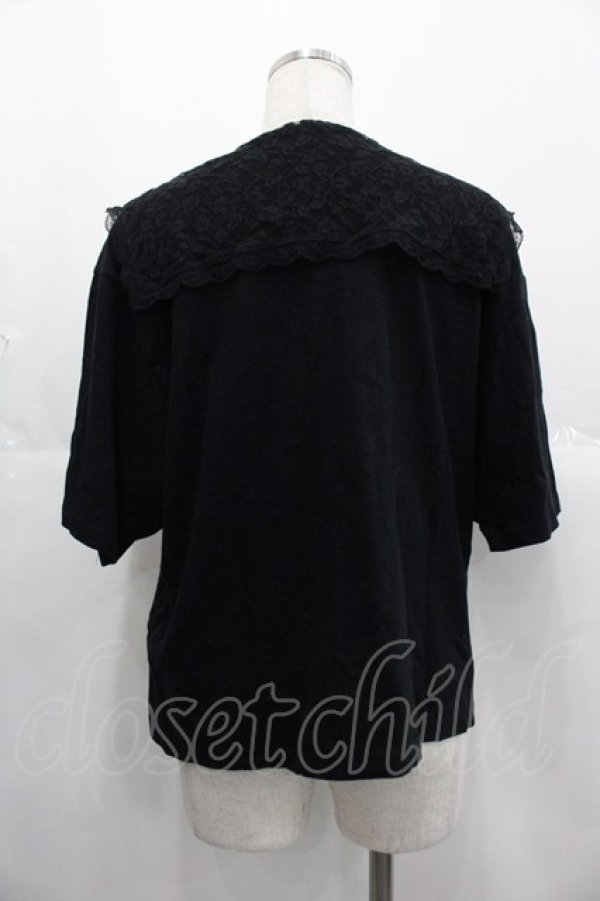 画像2: Katie / MARINE GIRL lace collar tee  黒Ｘ黒 I-25-10-24-095-LO-TO-SA-ZI (2)