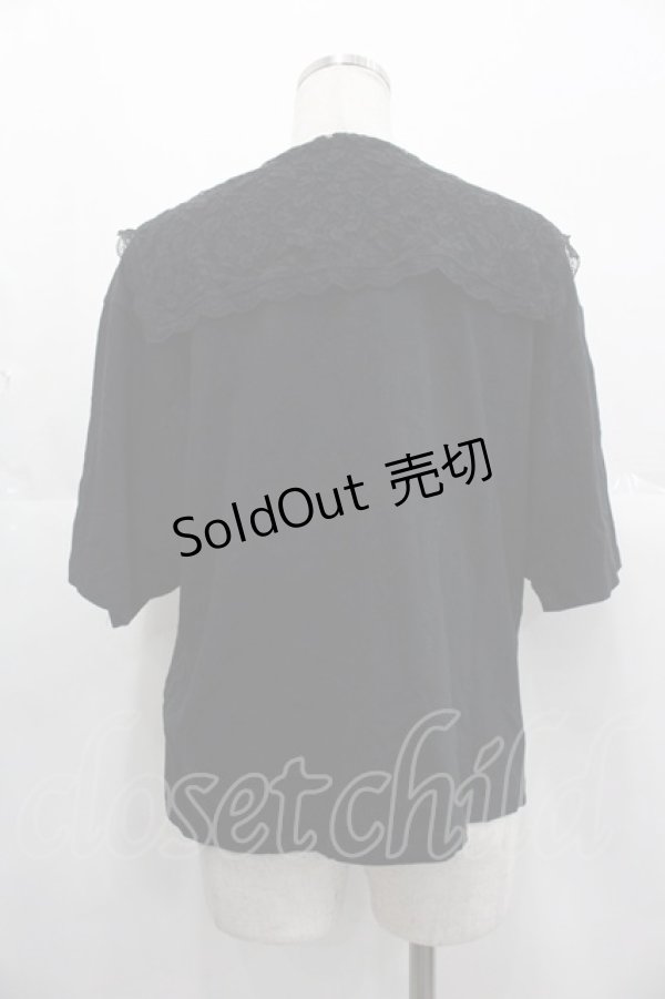 画像2: Katie / MARINE GIRL lace collar tee  黒Ｘ黒 I-25-10-24-095-LO-TO-SA-ZI (2)
