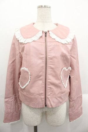 画像: Lolime / Grrrlismライダースジャケット LL ピンク I-25-10-24-101-LO-JA-SA-ZI