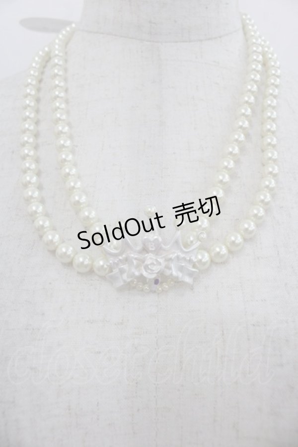 画像2: BABY,THE STARS SHINE BRIGHT / ローズリボンティアラネックレス  白 I-25-10-24-009-BA-AC-SA-ZI (2)