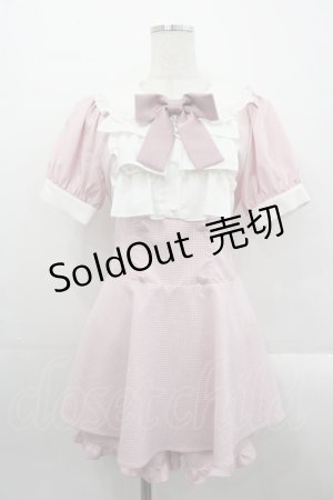 画像: Ank Rouge / ドーリーギンガムコンビネゾン  ピンクｘ白チェック I-25-10-24-111-CA-OP-SA-ZI