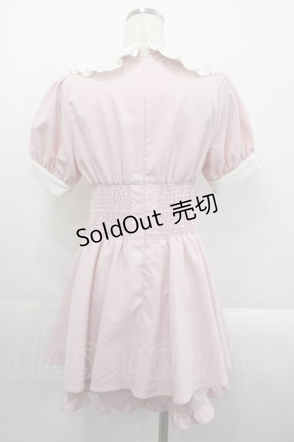 画像2: Ank Rouge / ドーリーギンガムコンビネゾン  ピンクｘ白チェック I-25-10-24-111-CA-OP-SA-ZI (2)