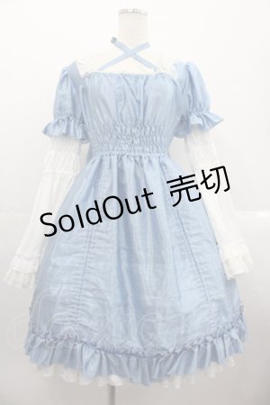 画像: Chantilly / 姫袖ワンピース  サックスＸ白 I-25-10-24-113-EL-OP-SA-ZI