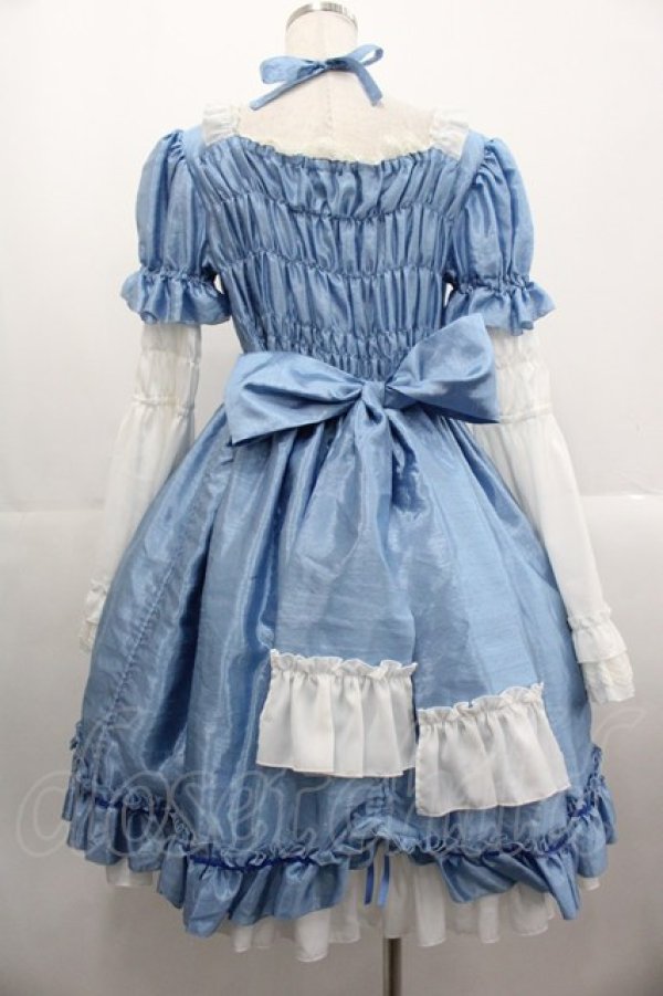 画像2: Chantilly / 姫袖ワンピース  サックスＸ白 I-25-10-24-113-EL-OP-SA-ZI (2)