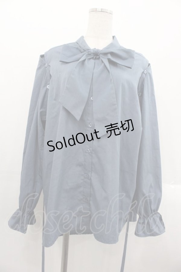 画像1: DearMyLoveRose / マルチwayボウタイリボンシャツワンピース M-L デニムライク I-25-10-24-119-EL-BL-SA-ZI (1)