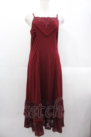 画像: OZZ ANGELO / フロントレースキャミワンピース  ボルドー I-25-10-24-123-OO-OP-SA-ZI