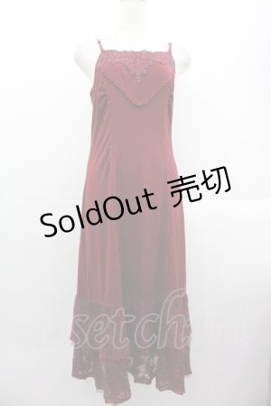 画像: OZZ ANGELO / フロントレースキャミワンピース  ボルドー I-25-10-24-123-OO-OP-SA-ZI