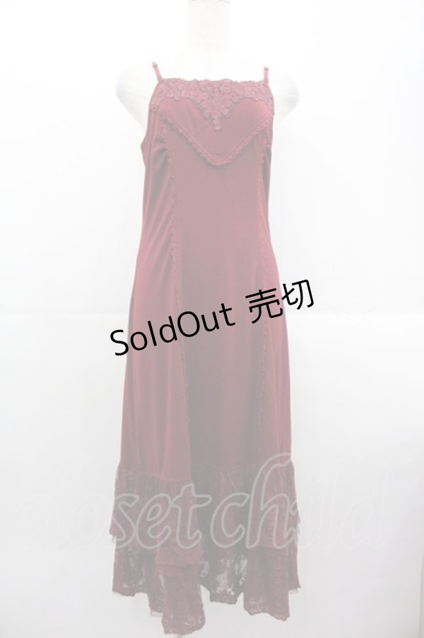 画像1: OZZ ANGELO / フロントレースキャミワンピース  ボルドー I-25-10-24-123-OO-OP-SA-ZI (1)