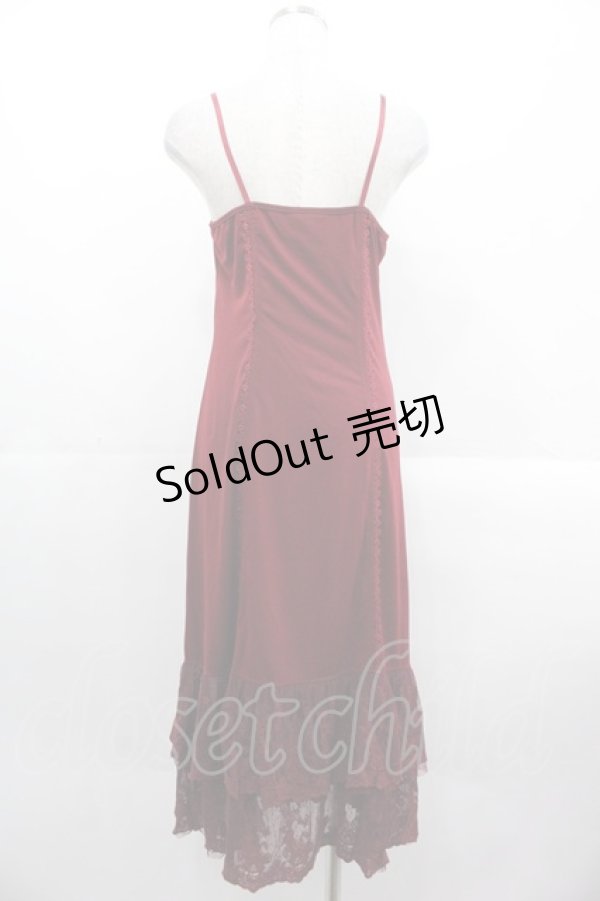 画像2: OZZ ANGELO / フロントレースキャミワンピース  ボルドー I-25-10-24-123-OO-OP-SA-ZI (2)