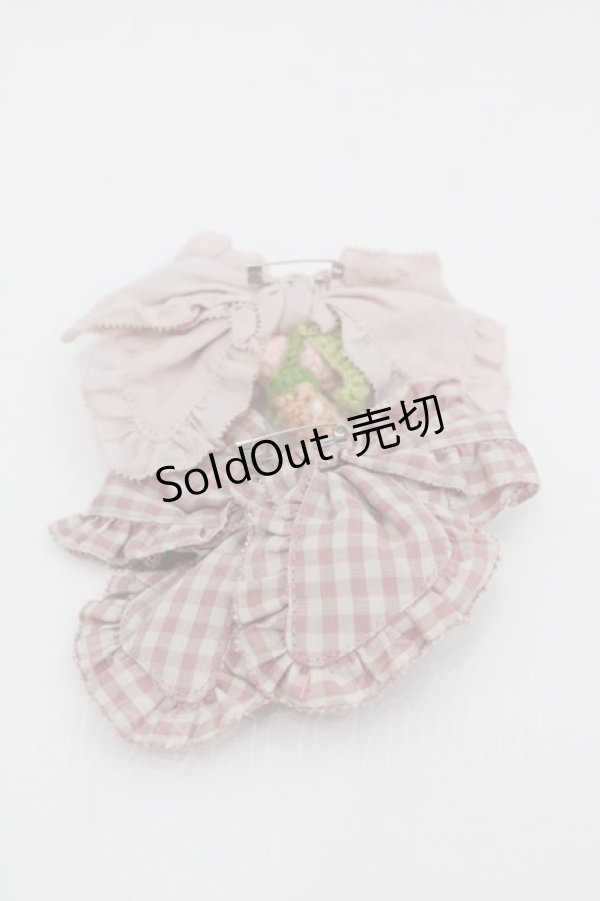 画像2: PINK HOUSE / Berry Roseモチーフ付き2種リボンブローチセット  ピンクＸチェック I-25-10-24-023-LO-AC-SA-ZI (2)