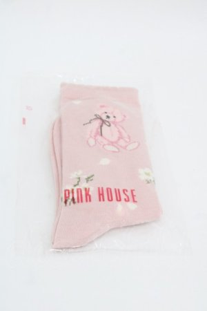画像: PINK HOUSE / 桜Teddyソックス  ピンク I-25-10-24-028-LO-ZA-SA-ZI