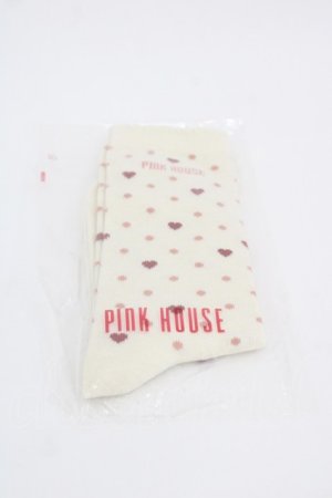 画像: PINK HOUSE / ハートドット柄ソックス  白 I-25-10-24-036-LO-ZA-SA-ZI