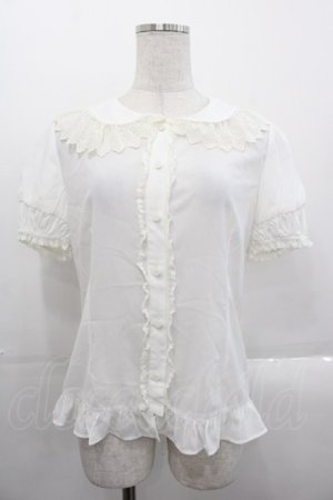 画像: JanJuan（海外ロリータブランド） / レース襟半袖ブラウス M アイボリー I-25-10-29-001-LO-BL-SA-ZI