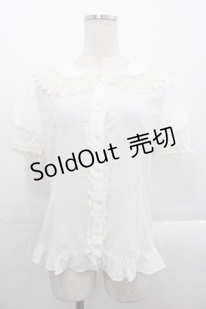 画像: JanJuan（海外ロリータブランド） / レース襟半袖ブラウス M アイボリー I-25-10-29-001-LO-BL-SA-ZI