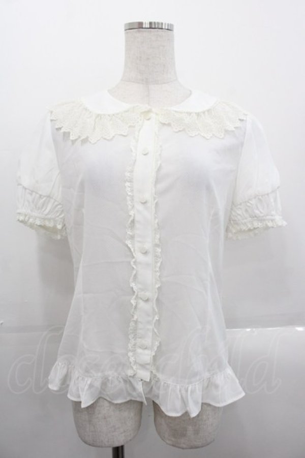 画像1: JanJuan（海外ロリータブランド） / レース襟半袖ブラウス M アイボリー I-25-10-29-001-LO-BL-SA-ZI (1)